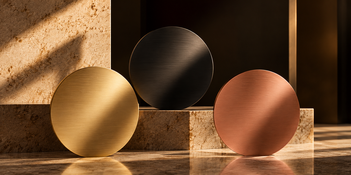 Close-up of a satin-finished solid brass object