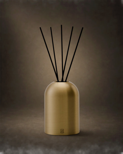 Born Brass Bali reed diffuser set in satin gold finish