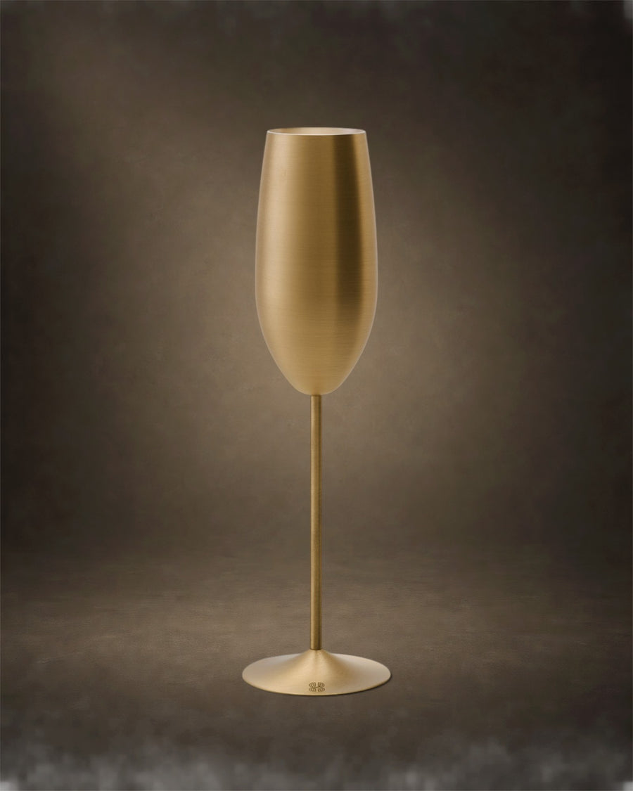 Born Brass Paris flute glass set of two in satin gold finish