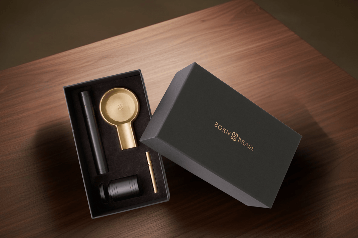premium brass cigar gift set designed for elegant entertaining