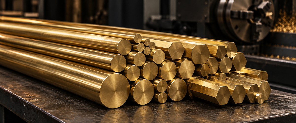 Solid brass rods showing the material's natural character